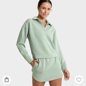 Womens Size XS Airy Sleek Polo Sweatshirt + Skort Set - All In Motion
